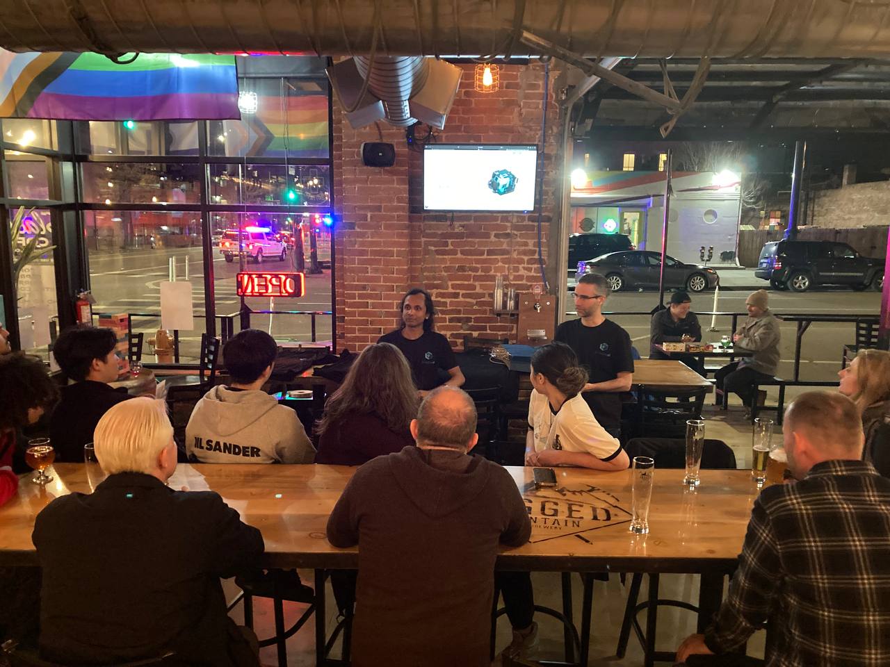 A picture of b-cube.ai founder addressing attendees.
